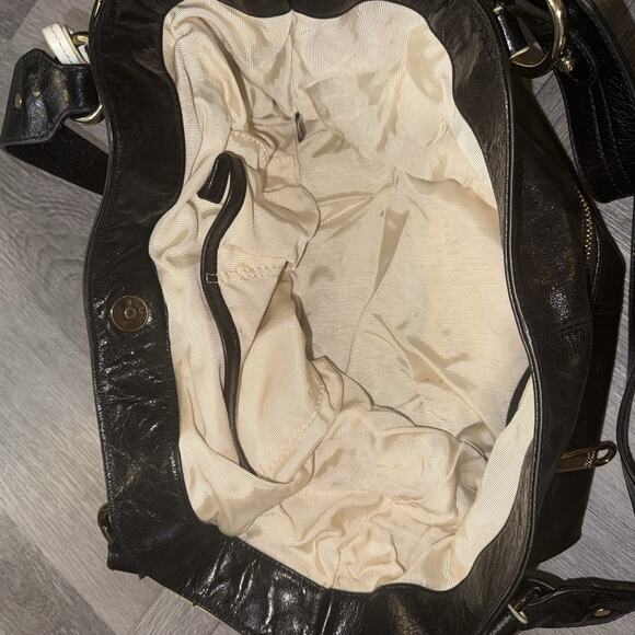 Badgley Mischka Black Leather Hobo Shoulder Bag – Studded Accent - Picture 5 of 12